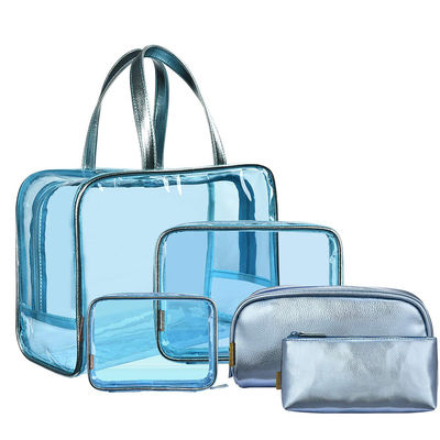 5 في 1 حقائب السفر الجلدية البلاستيكية الشفافة